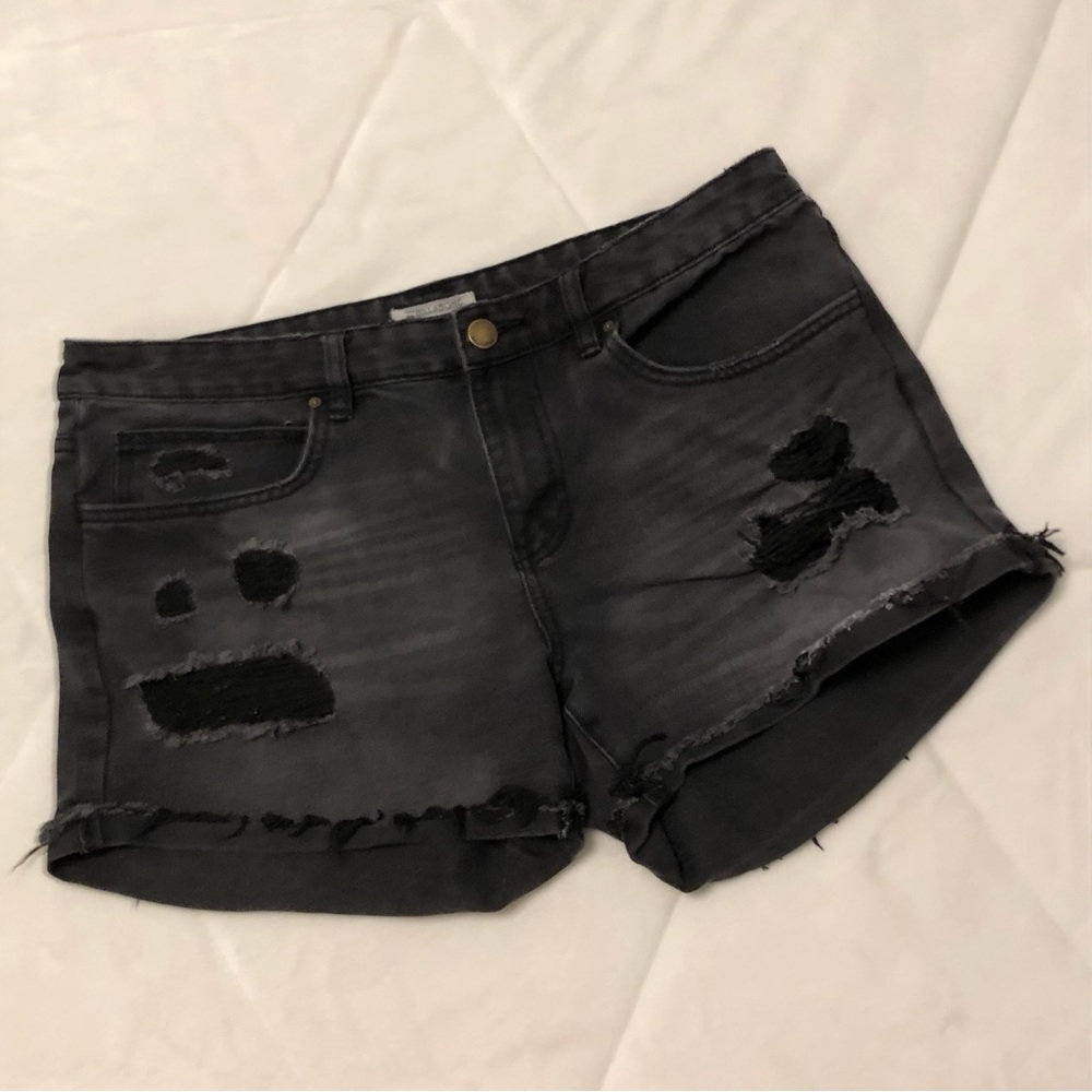 Billabong Black Denim High Waisted Distressed Shorts